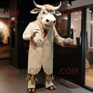 Beige Zebu maskot drakt...