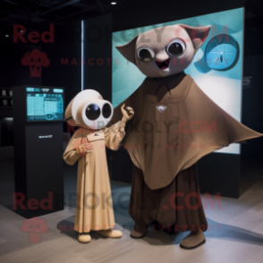 Brown Manta Ray mascot costume character dressed with a Shift Dress and Smartwatches