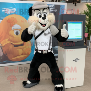 Tan Skunk mascot costume character dressed with a Tank Top and Bracelet watches