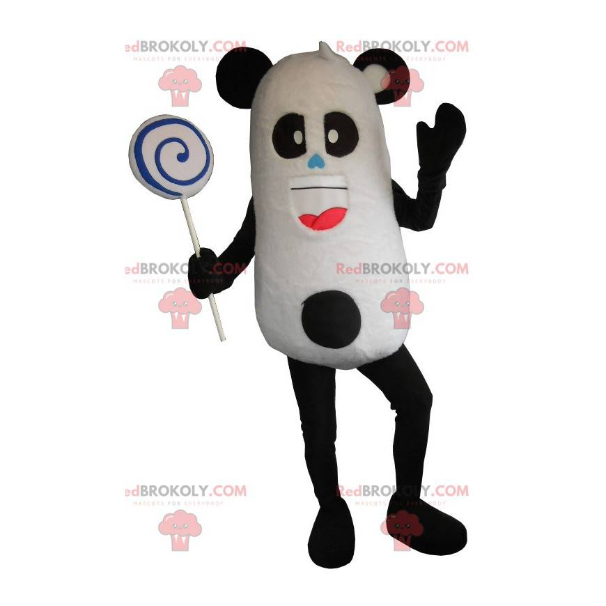 Mascotte de panda noir et blanc très amusant - Redbrokoly.com