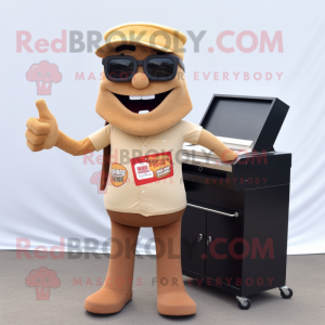 Tan Bbq Ribs mascot costume character dressed with a Trousers and Reading glasses