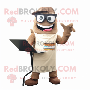 Tan Bbq Ribs mascot costume character dressed with a Trousers and Reading glasses
