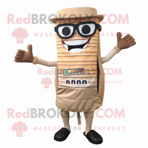 Tan Bbq Ribs mascot costume character dressed with a Trousers and Reading glasses