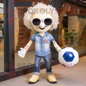 Cream Soccer Ball maskot...