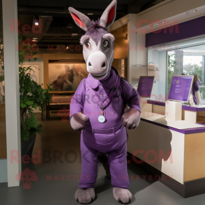 Purple Donkey mascot costume character dressed with a Chinos and Keychains