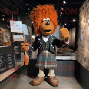 Rust Bagpipe mascot costume character dressed with a Button-Up Shirt and Bow ties