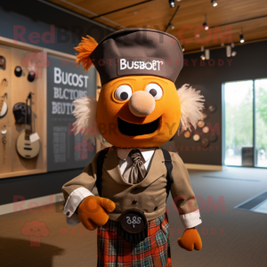 Rust Bagpipe mascot costume character dressed with a Button-Up Shirt and Bow ties