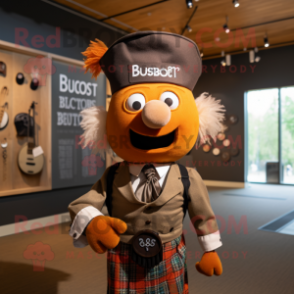 Rust Bagpipe mascot costume character dressed with a Button-Up Shirt and Bow ties