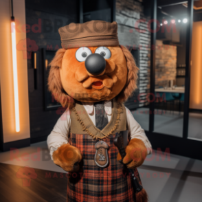 Rust Bagpipe mascot costume character dressed with a Button-Up Shirt and Bow ties