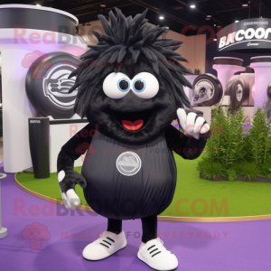Black Onion mascot costume character dressed with a Running Shorts and Rings