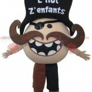 Mustached pirate mascot. Mustached snowman costume -