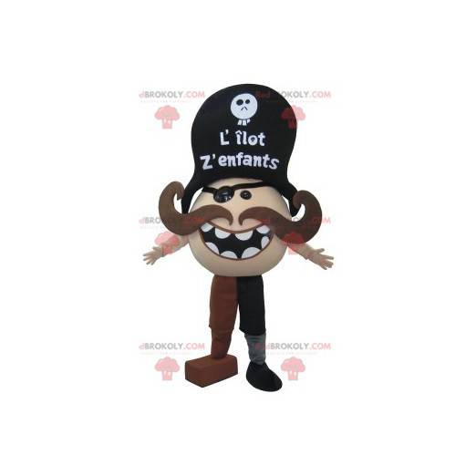 Mustached piraat mascotte. Sneeuwpop kostuum met snor -