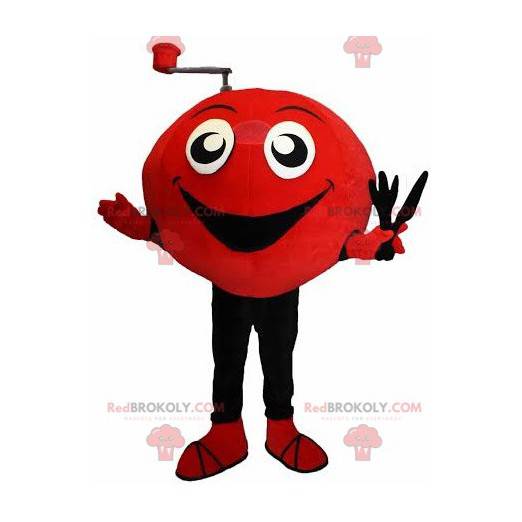 Mascotte de bonhomme jovial rouge et noir - Redbrokoly.com
