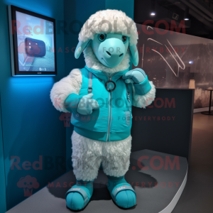 Turquoise schapen mascotte...