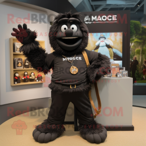 Black Momentum mascot costume character dressed with a Chinos and Necklaces