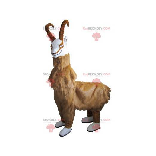 Hairy goat chamois mascot with horns - Redbrokoly.com