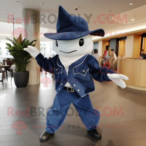 nan Manta Ray mascot costume character dressed with a Bootcut Jeans and Berets