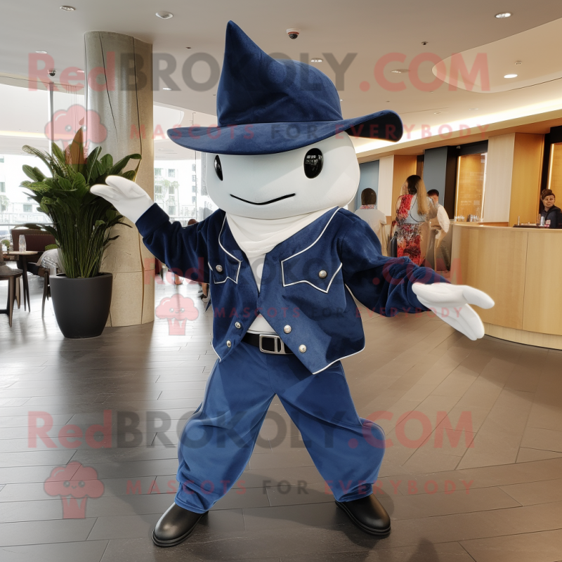 nan Manta Ray mascot costume character dressed with a Bootcut Jeans and Berets nan Manta Ray mascot costume character dressed with a Bootcut Jeans and Berets