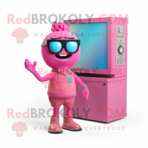 Pink tv maskot kostume...