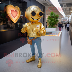 Gold Heart mascotte kostuum...