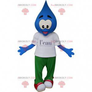 Blaues Tropfenmaskottchen. Grenoble Waters Maskottchen -