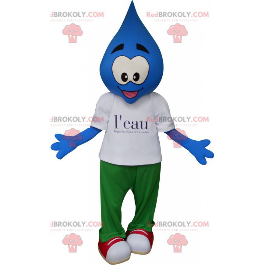Blauwe druppel mascotte. Mascotte van Grenoble Waters -
