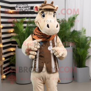 Beige Quagga maskot kostume...