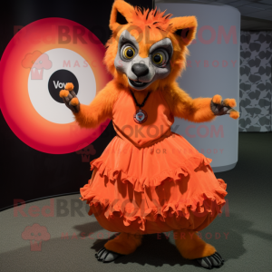 Orange hyena maskot kostym...
