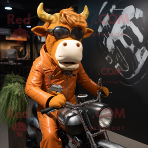 Orange Guernsey Cow maskot...