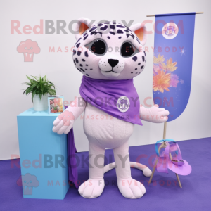Lavender Jaguar mascot costume character dressed with a One-Piece Swimsuit and Scarf clips
