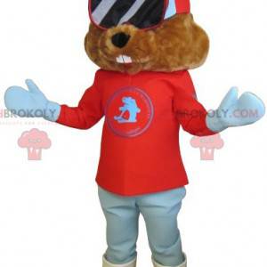 Braunes Murmeltier-Maskottchen im Ski-Outfit - Redbrokoly.com