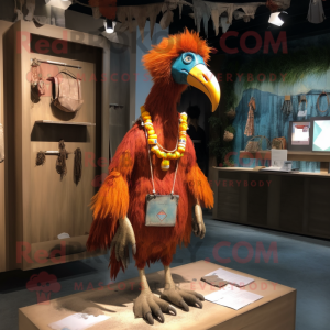 Rust Dodo Bird mascot costume character dressed with a Swimwear and Necklaces