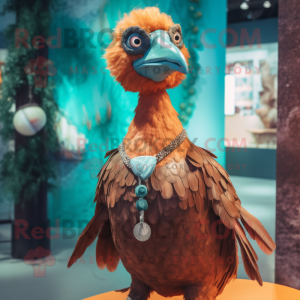 Rust Dodo Bird mascot costume character dressed with a Swimwear and Necklaces