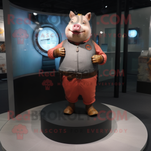 Rust Pig mascot costume character dressed with a Trousers and Bracelet watches