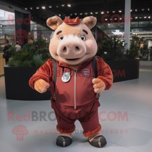 Rust Pig mascot costume character dressed with a Trousers and Bracelet watches