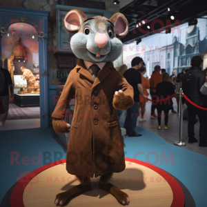Brown Ratatouille mascot costume character dressed with a Blazer and Earrings