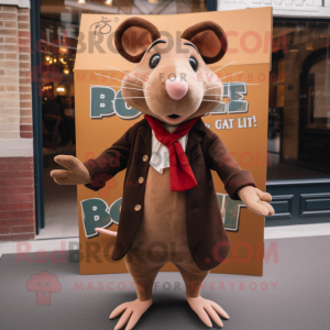 Brown Ratatouille mascot costume character dressed with a Blazer and Earrings