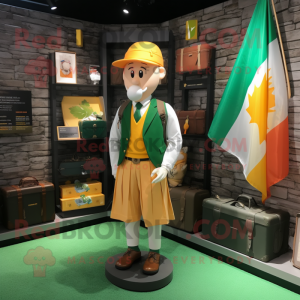 Yellow Irish Flag mascot costume character dressed with a Dress Shirt and Briefcases