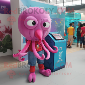 Magenta Octopus mascotte...