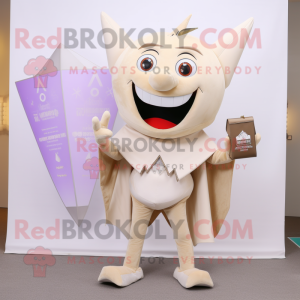 Beige Tooth Fairy mascot costume character dressed with a V-Neck Tee and Clutch bags