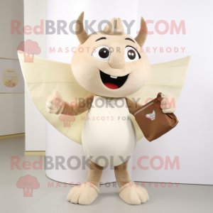 Beige Tooth Fairy mascot costume character dressed with a V-Neck Tee and Clutch bags