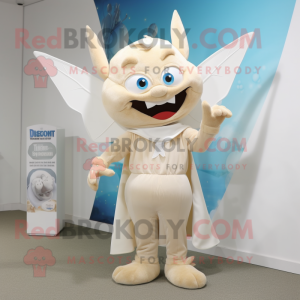 Beige Tooth Fairy mascot costume character dressed with a V-Neck Tee and Clutch bags