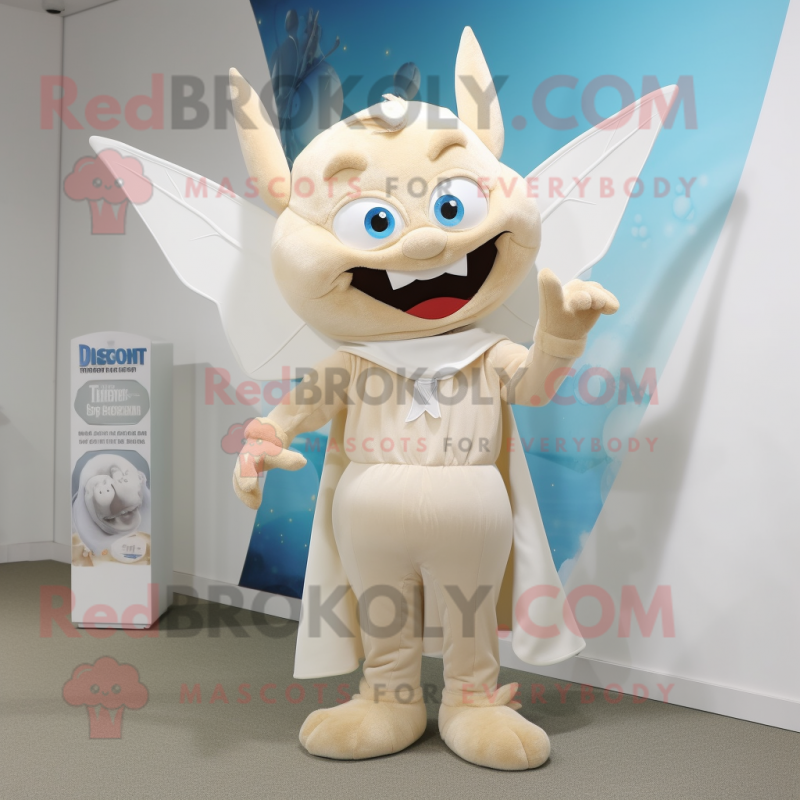 Beige Tooth Fairy mascot costume character dressed with a V-Neck Tee and Clutch bags Beige Tooth Fairy mascot costume character dressed with a V-Neck Tee and Clutch bags