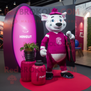 Magenta Scented Candle mascot costume character dressed with a Rugby Shirt and Briefcases