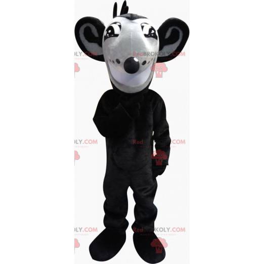 Mascota rata gris y negra con orejas grandes - Redbrokoly.com