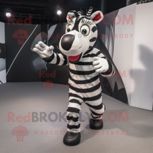 Black Zebra mascot costume character dressed with a Trousers and Mittens