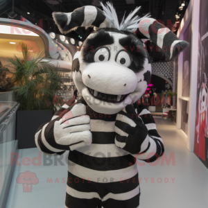 Black Zebra mascot costume character dressed with a Trousers and Mittens