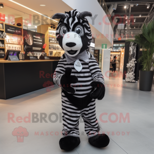 Black Zebra mascot costume character dressed with a Trousers and Mittens