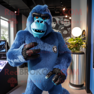 Blå Gorilla maskot kostume...