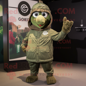 Olive Guinness mascot costume character dressed with a Windbreaker and Gloves